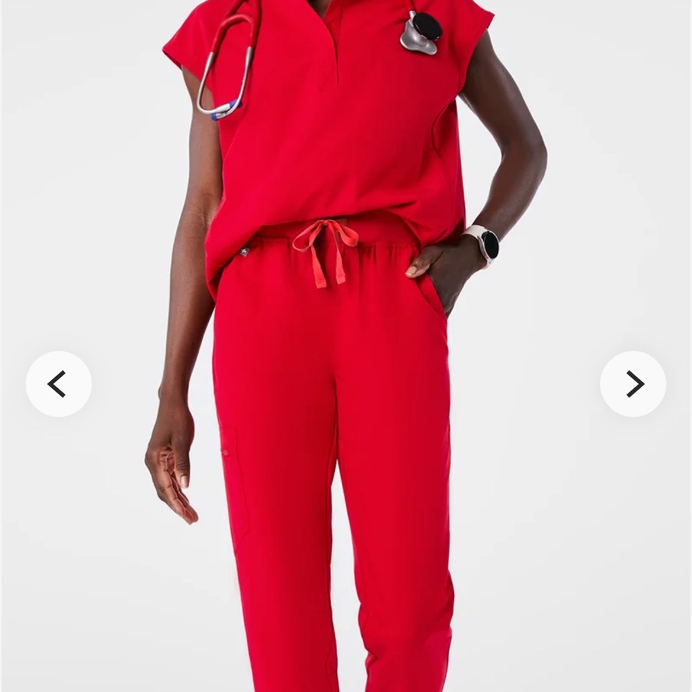 FIGS Winning Red Jogger Scrub Set